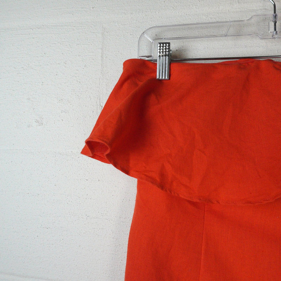 NWT Anthro Forever That Girl Red Strapless Linen Blend‎ Dress Sz S Party Dress - Picture 7 of 9